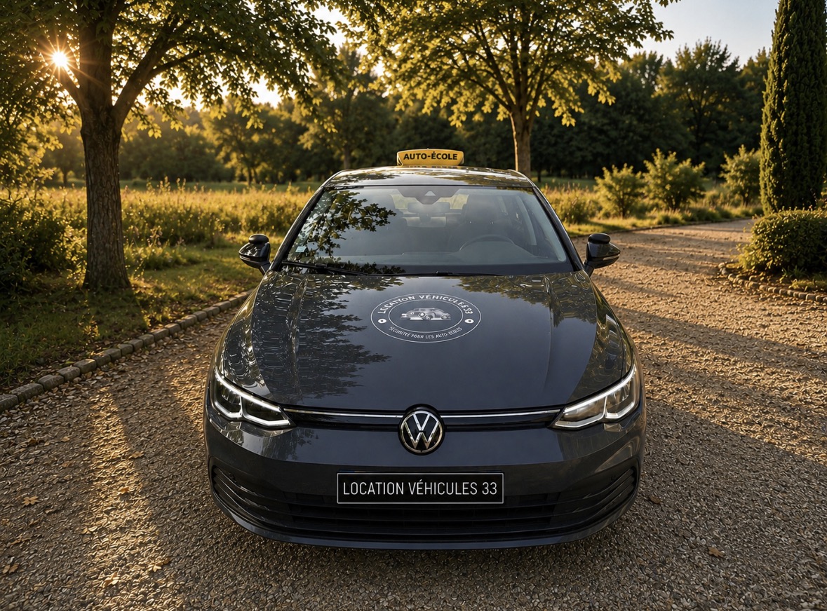 Véhicule auto-école Volkswagen gris foncé