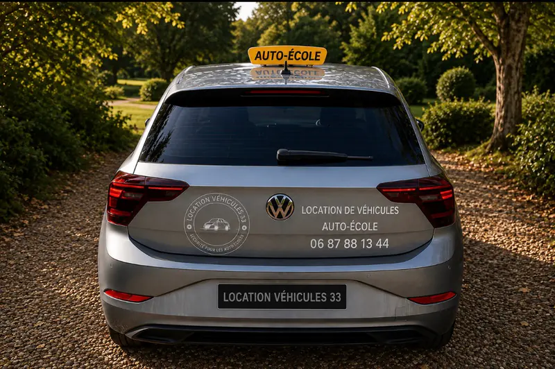 Arrière du véhicule auto-école
